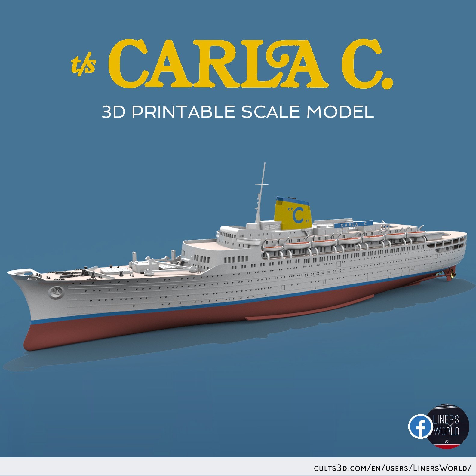 CARLA C. Costa Line cruise ship print-ready model