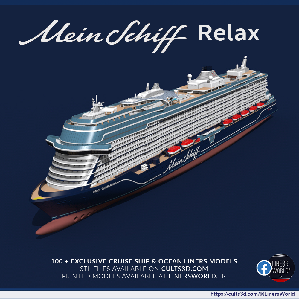 Mein Schiff Relax high detail cruise ship print ready model