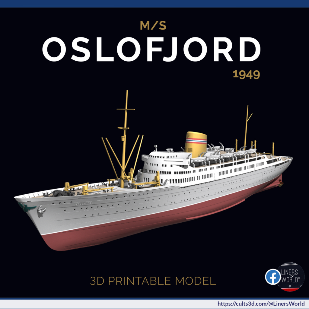 MS OSLOFJORD of 1949 Norwegian Ocean Liner print ready model