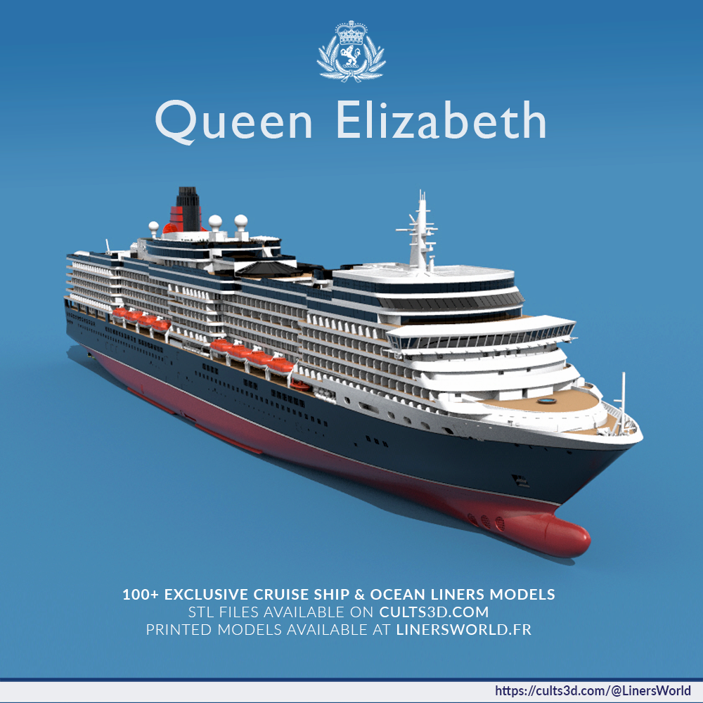 MS Queen Elizabeth, Cunard cruise ship printable model