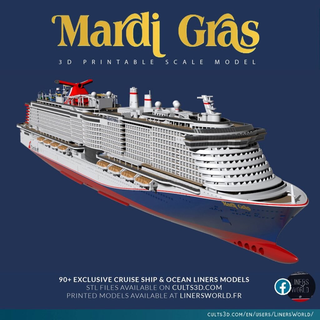 MARDI GRAS carnival cruise ship high detail print-ready model