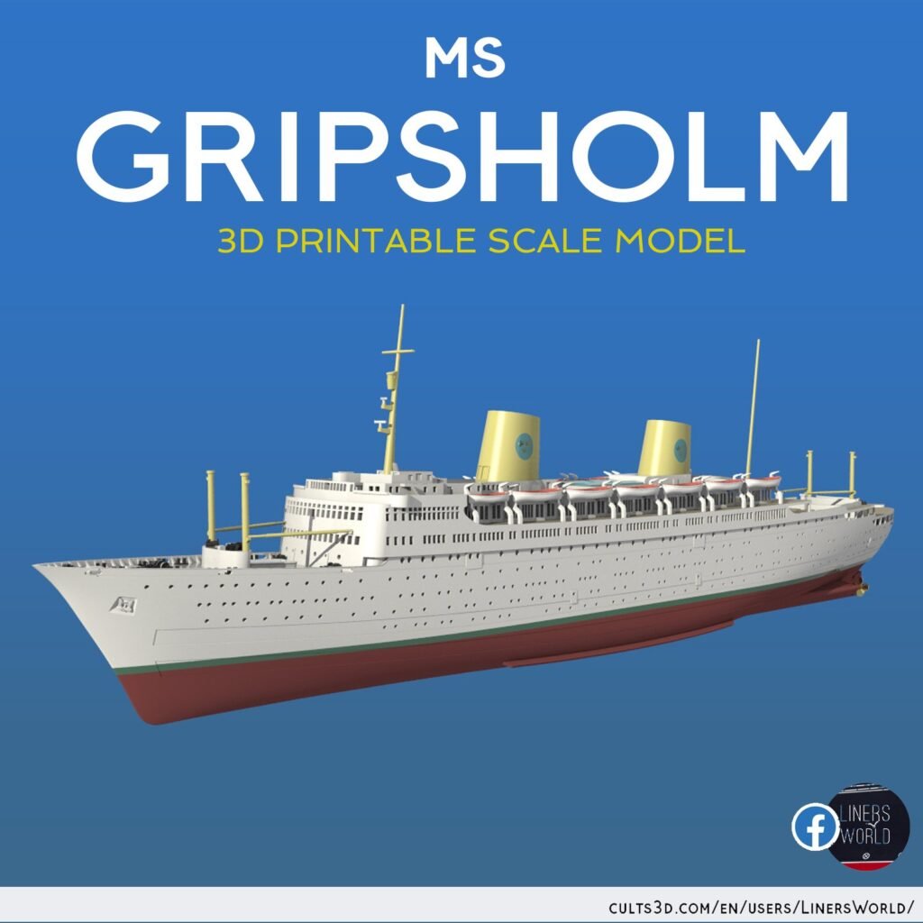 MS GRIPSHOLM 1957 ocean liner print ready scale model