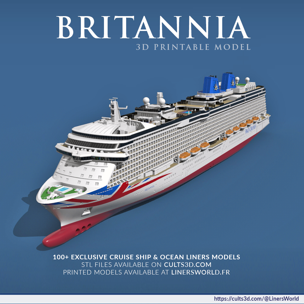 P&O BRITANNIA cruise ship print ready model