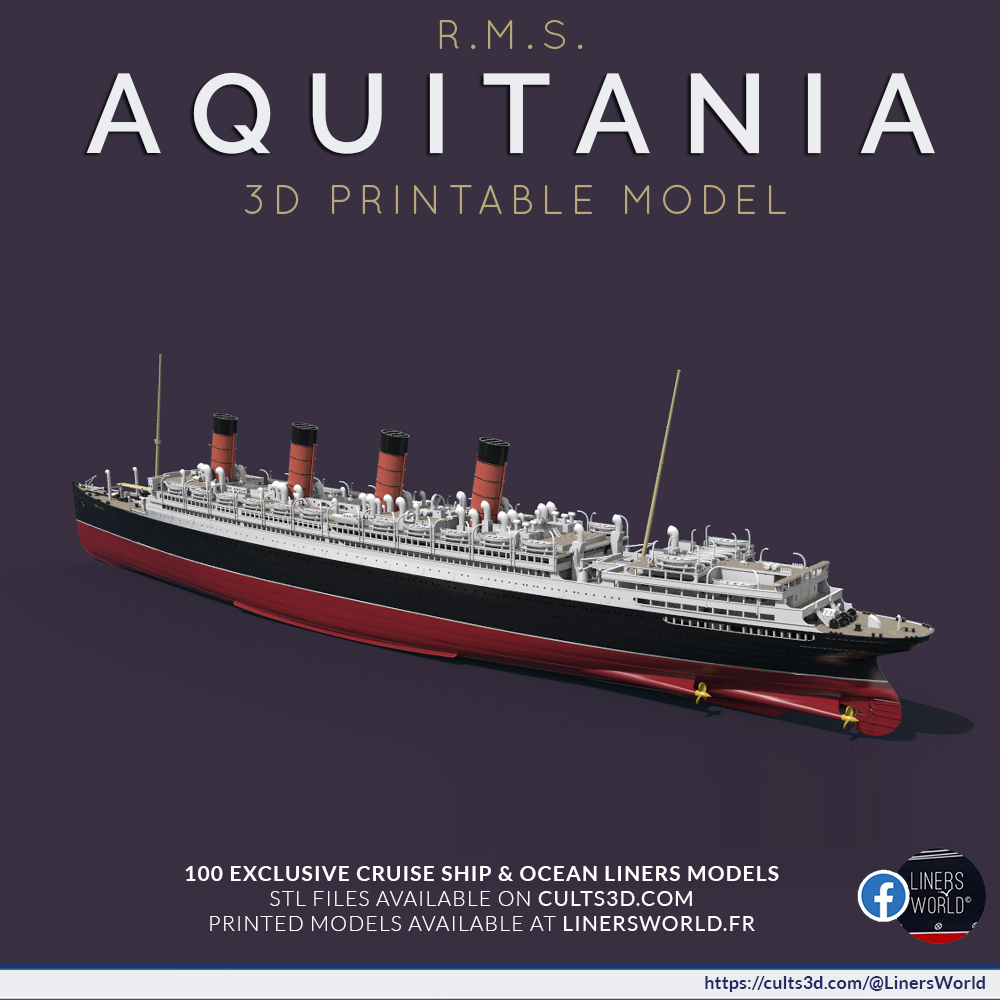 RMS AQUITANIA Cunard ocean liner print ready model