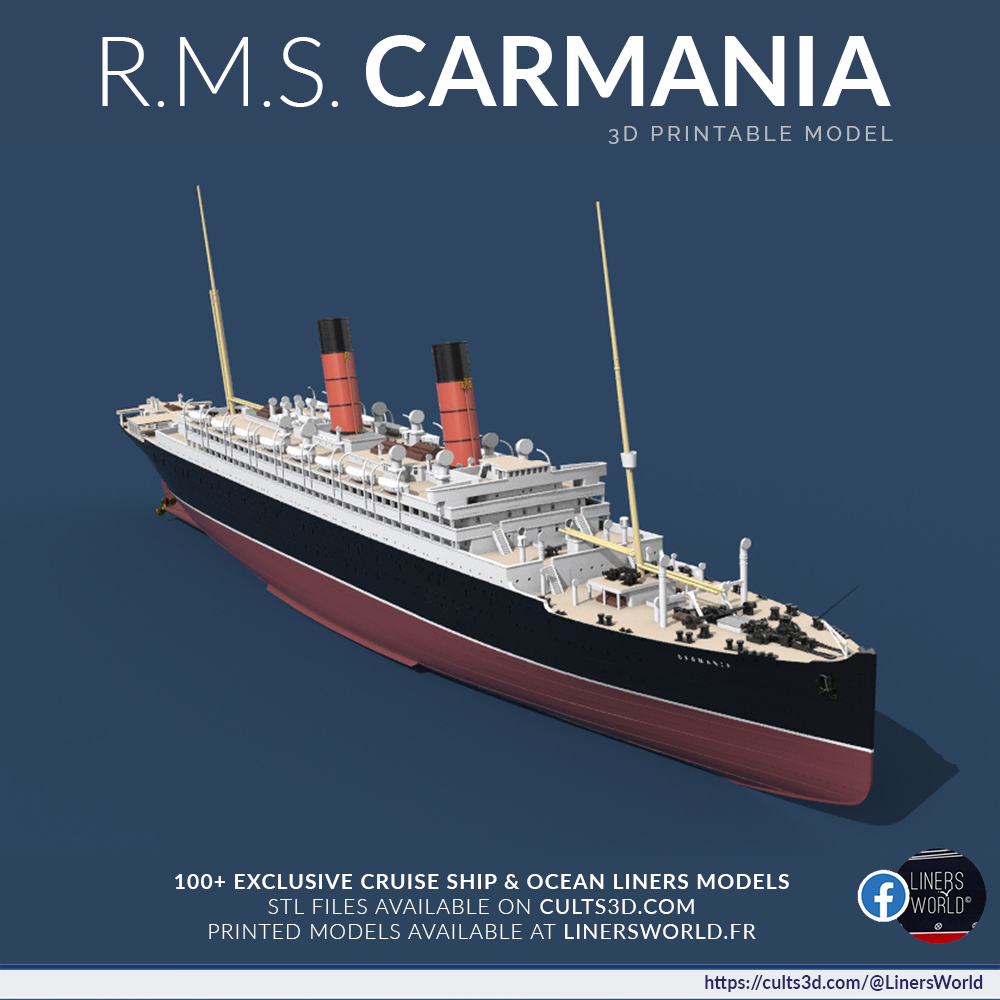 RMS CARMANIA Cunard Ocean Liner print ready high detail model