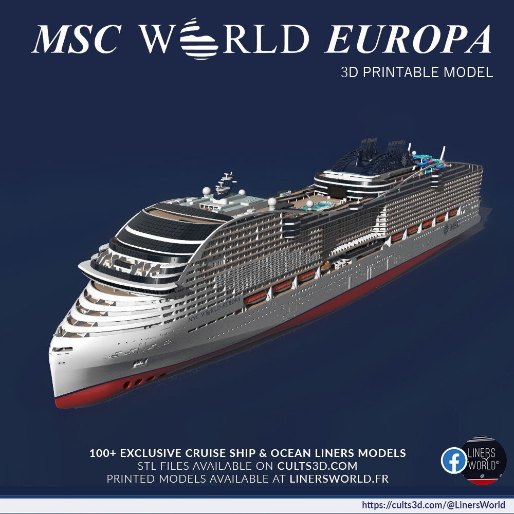 MSC WORLD EUROPA cruise ship print ready model