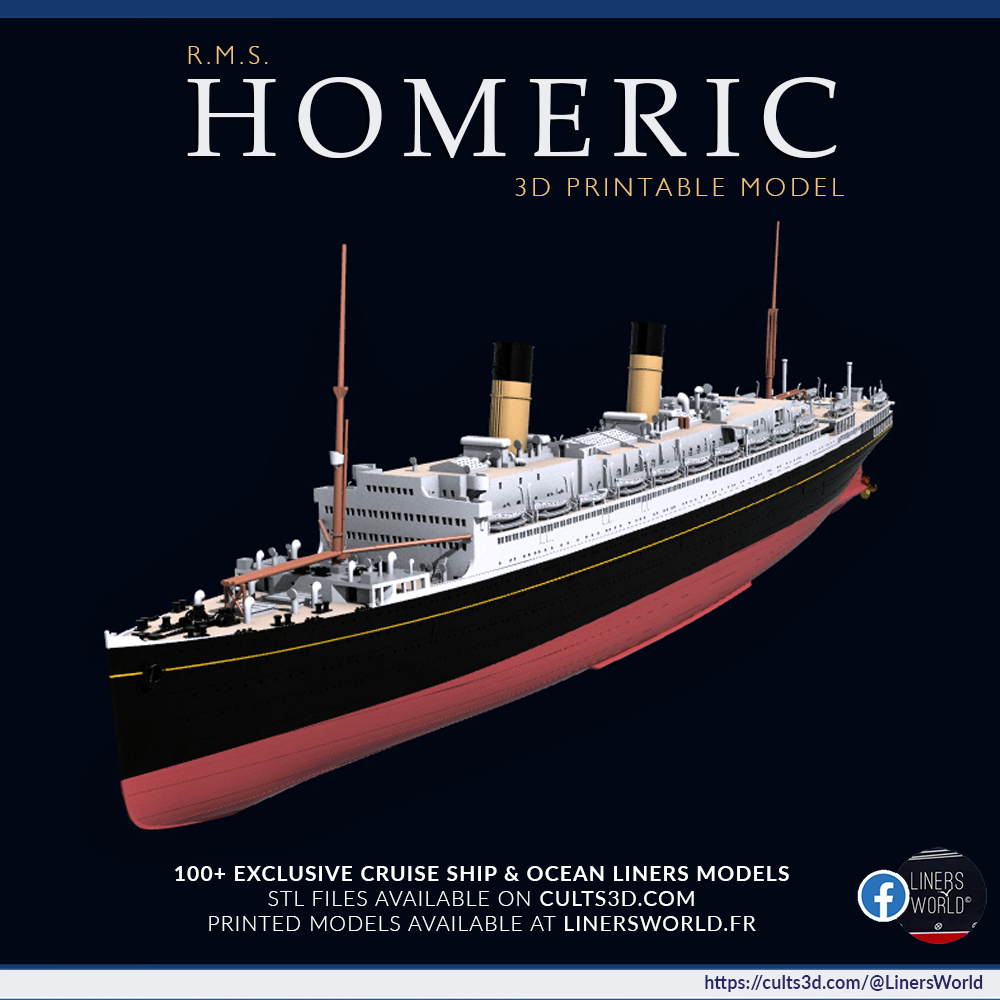 RMS HOMERIC White Star Line ocean liner print ready model