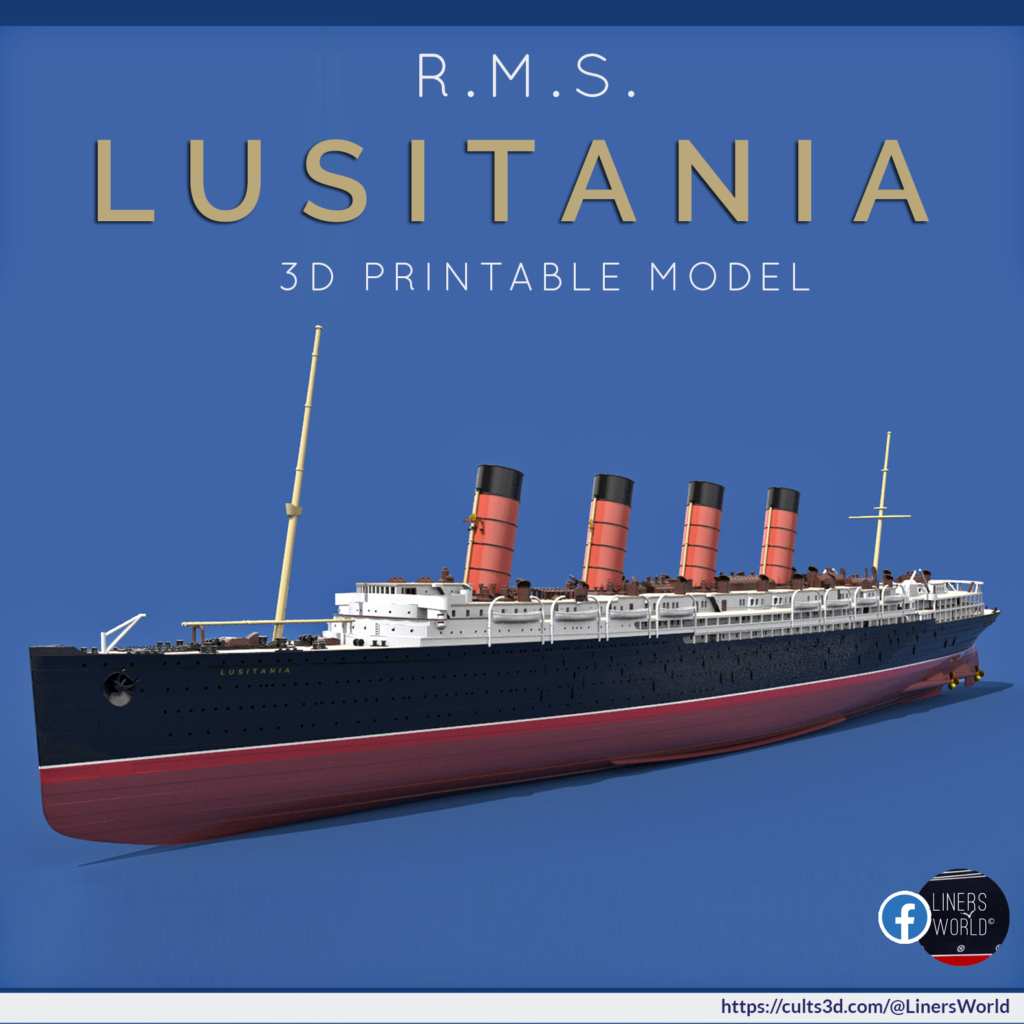 RMS LUSITANIA Cunard legendary ocean liner print ready model