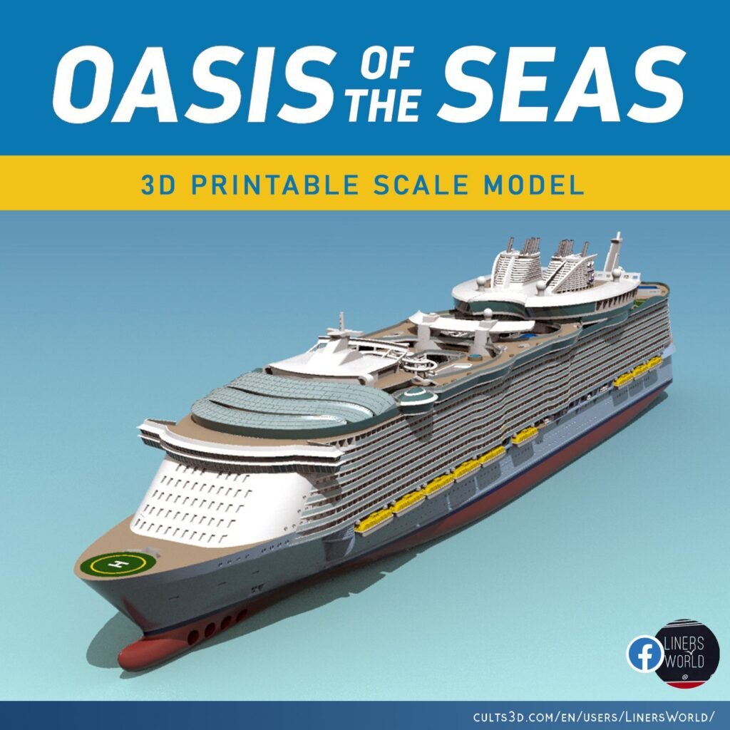 Oasis of the Seas amplified and as launched cruise ship print ready model