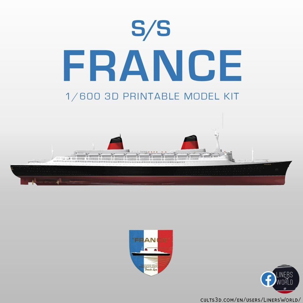 Paquebot FRANCE (1960) ocean liner 1/600 print ready model kit