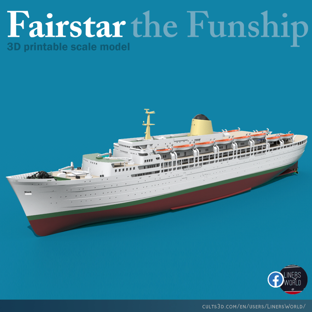 Sitmar Line / P&O TSS FAIRSTAR cruise ship printable model