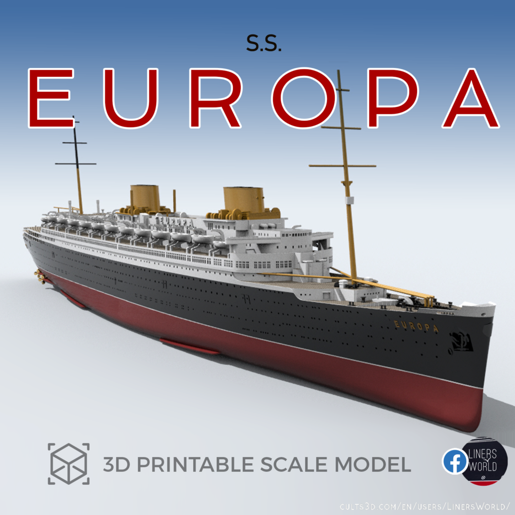 SS EUROPA German ocean liner (1928) 1/700 print ready model full hull and waterline