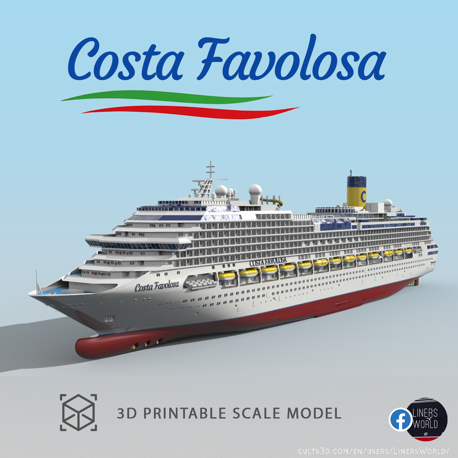 COSTA FAVOLOSA cruise ship printable model