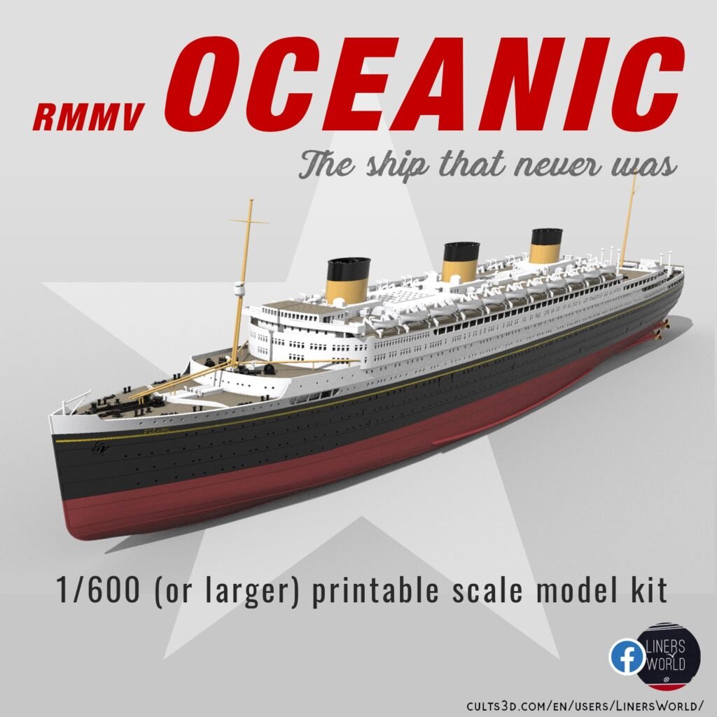 Print ready RMMV OCEANIC III, White Star Line's mega ocean liner, 1/600 kit version
