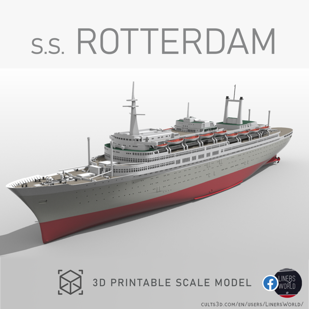 SS Rotterdam V Holland America Line ocean liner print ready full hull and waterline models