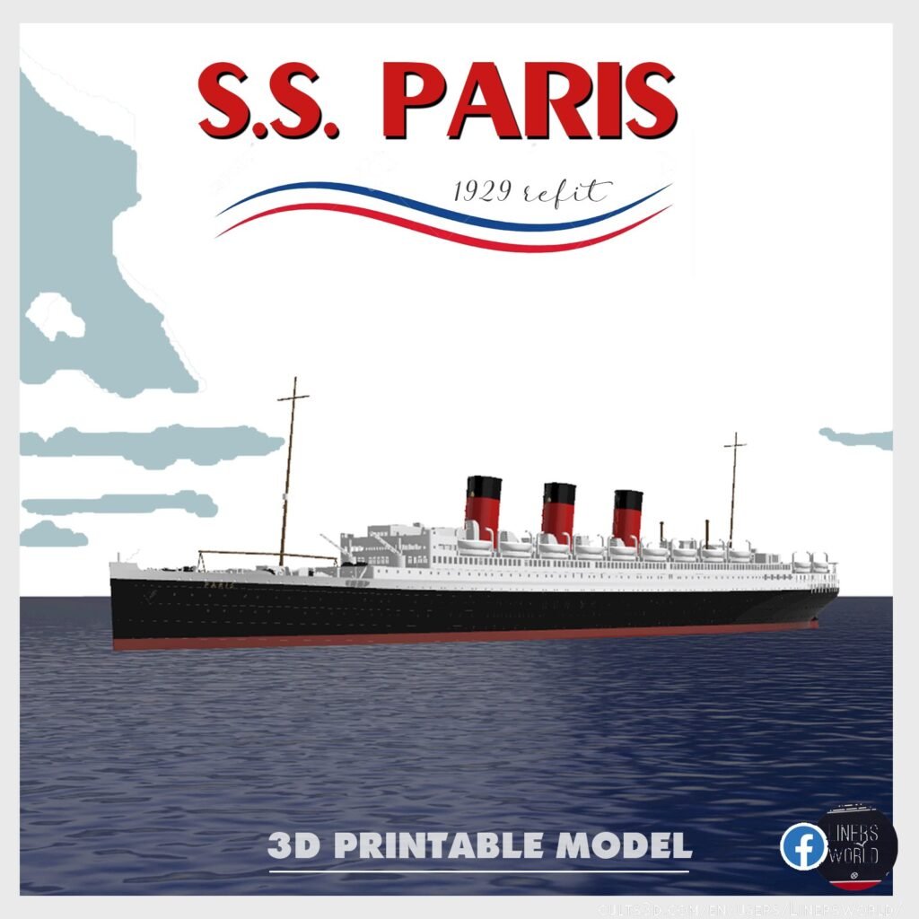 S.S. PARIS (1916/1929) ocean liner printable model - full hull and waterline versions