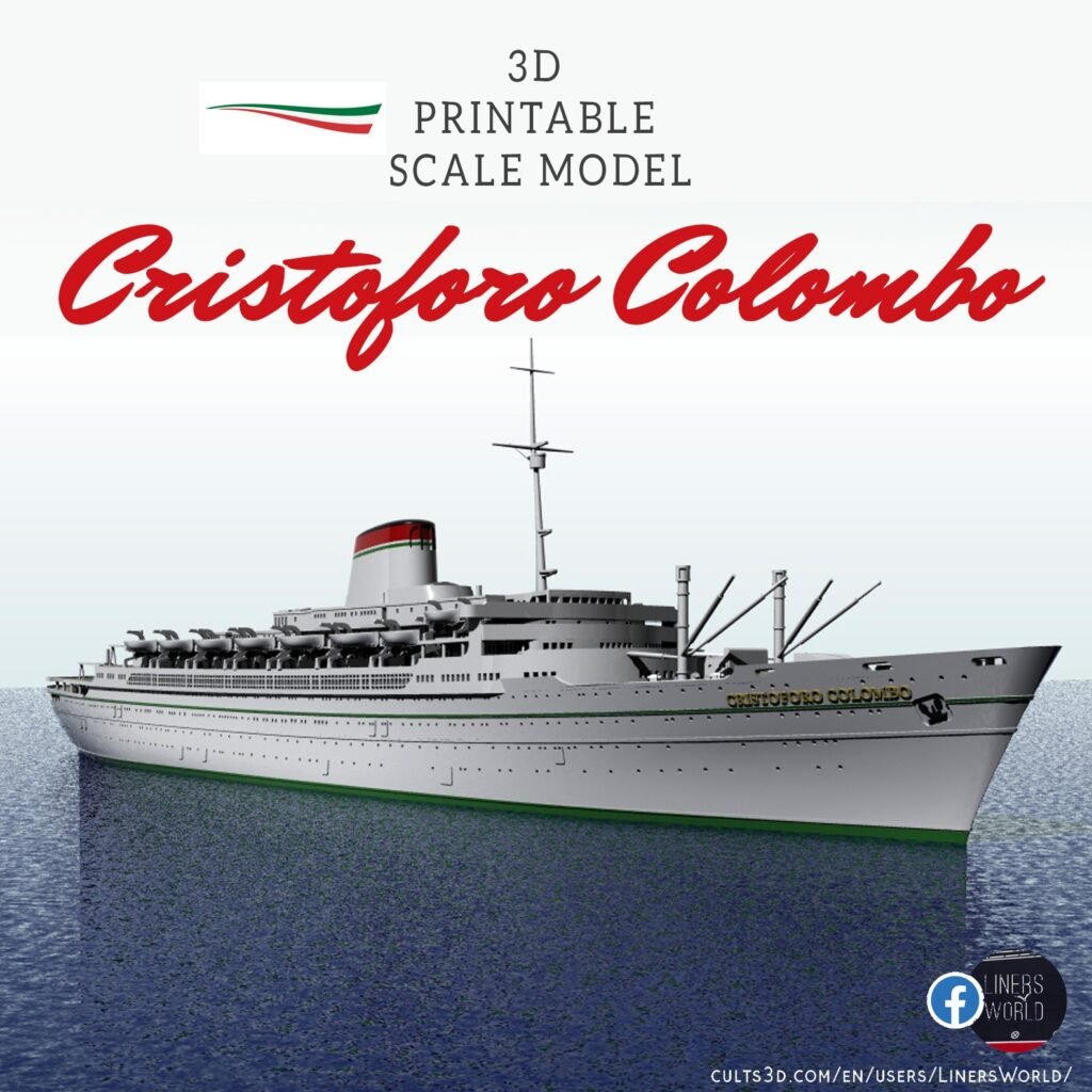 SS Cristoforo Colombo Italian ocean liner, full hull and waterline versions