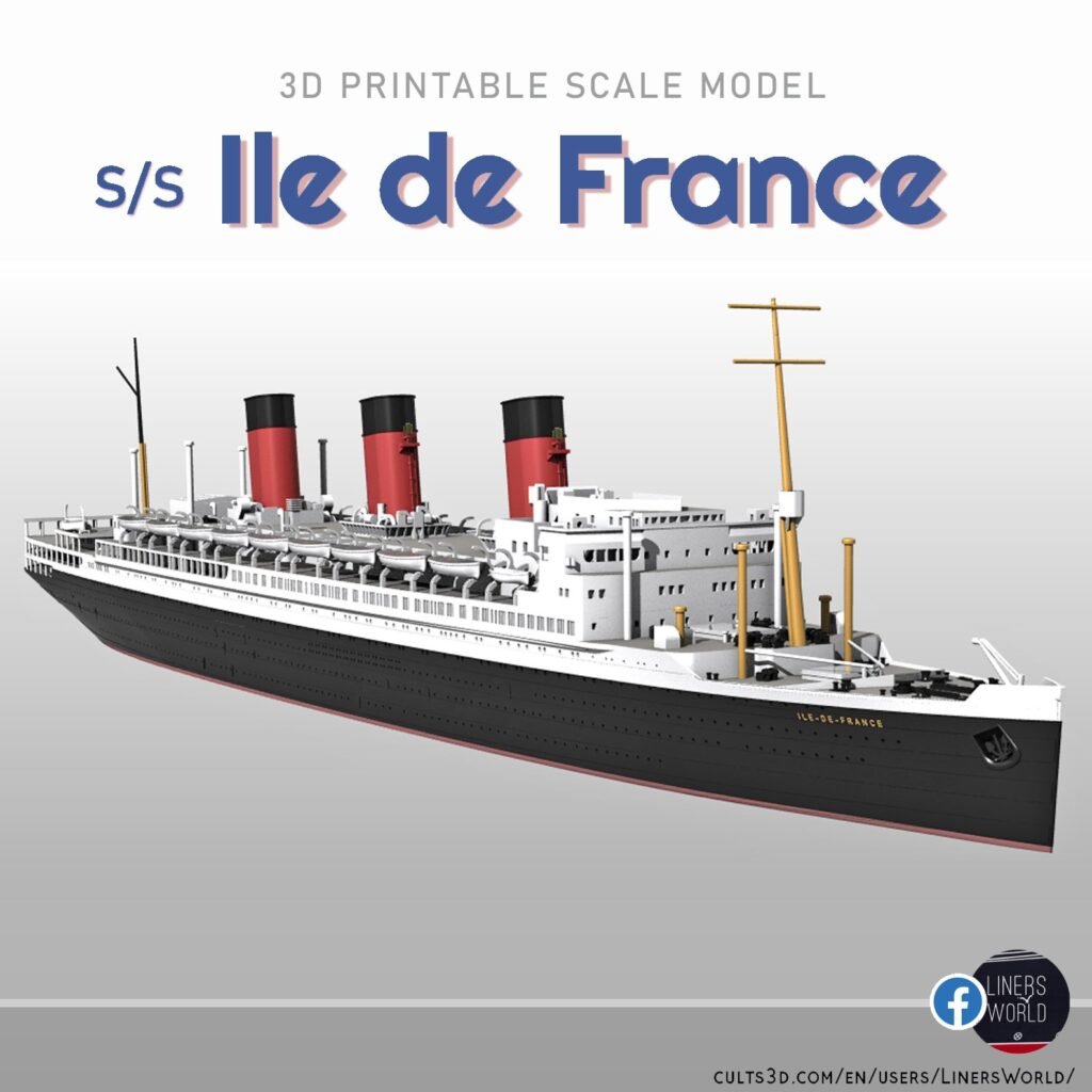 SS ILE DE FRANCE French ocean liner (1927) print ready model