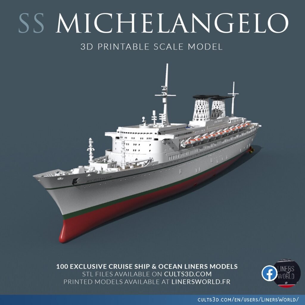 SS MICHELANGELO Italian ocean liner print-ready model
