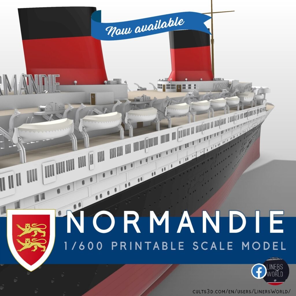 SS Normandie ocean liner 1/600 scale printable model kit