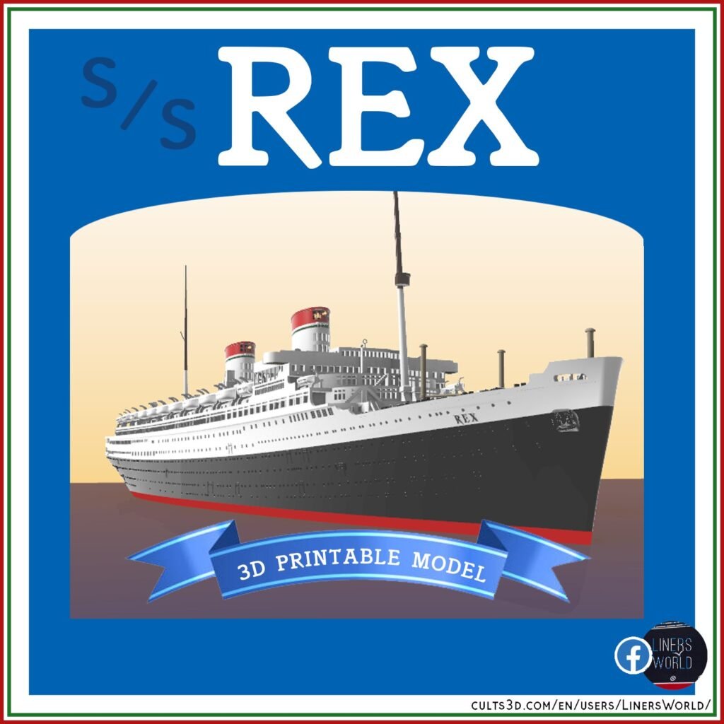 SS Rex ocean liner full hull and waterline printable model