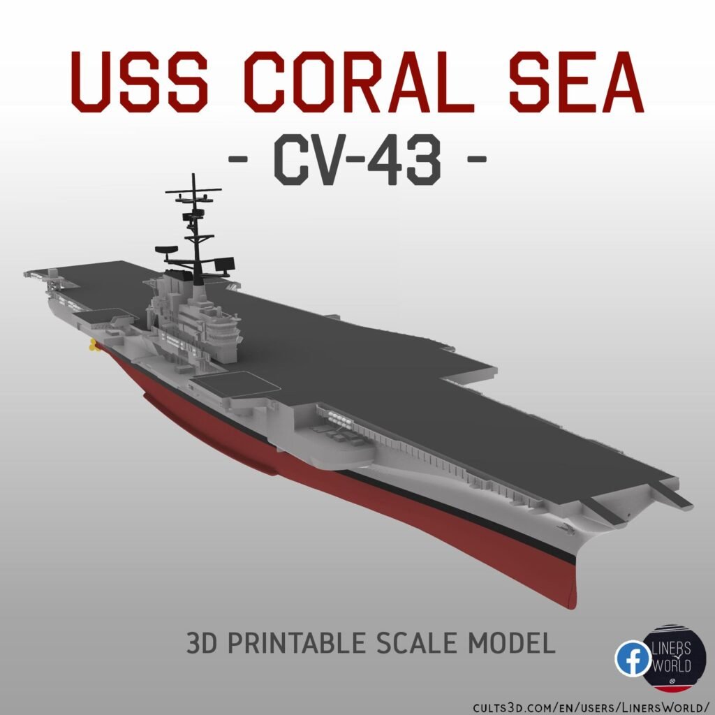 USS CORAL SEA CV43 aircraft carrier print ready model