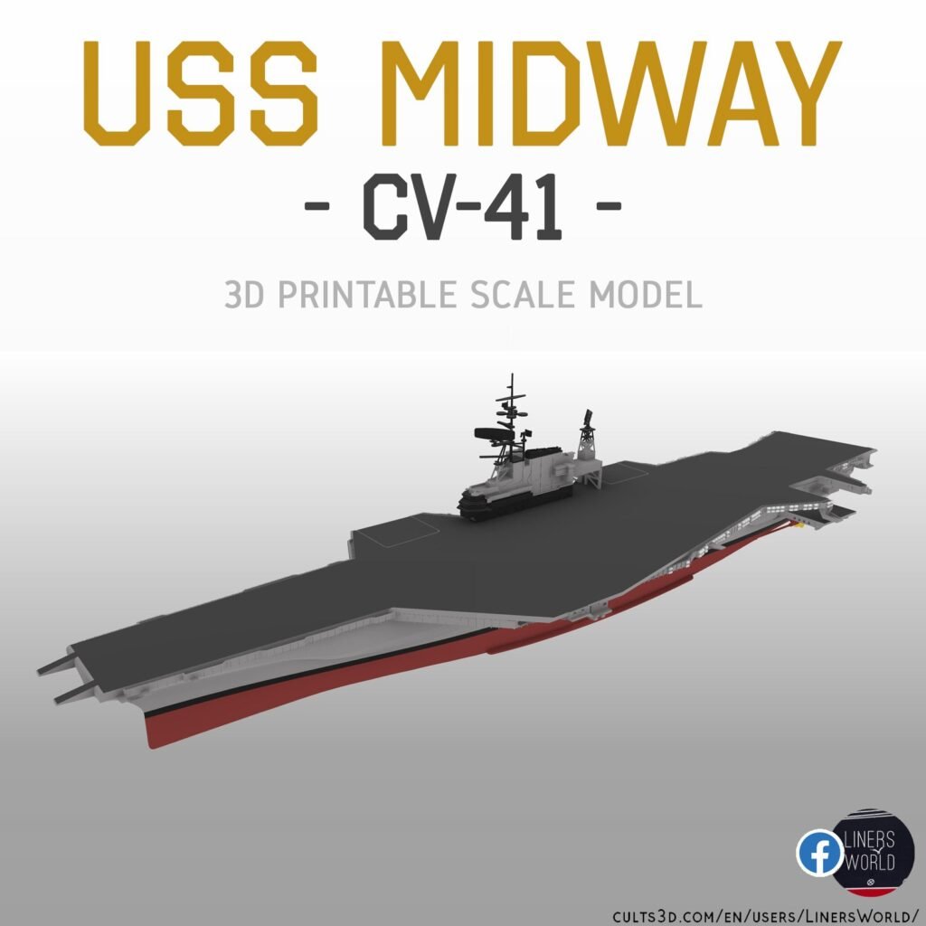 USS MIDWAY CV41 Aircraft carrier print ready model