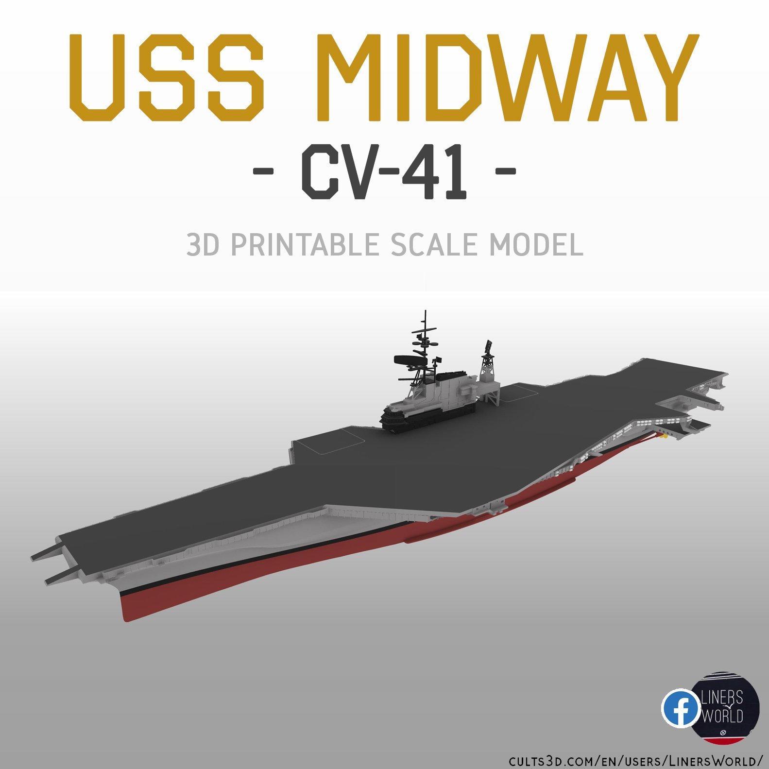 USS MIDWAY CV41 Aircraft carrier print ready model