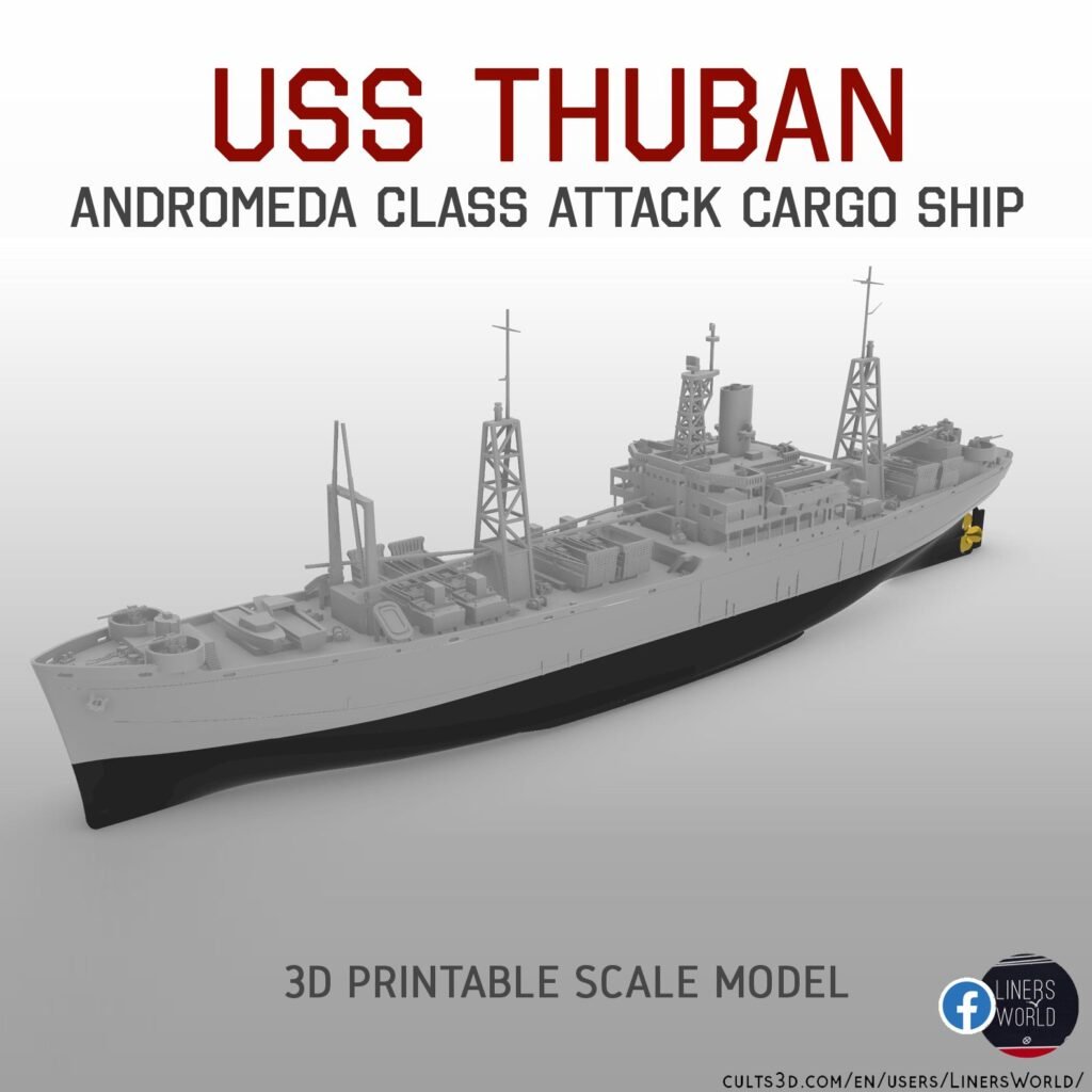 USS THUBAN AKA-19 Andromeda class WW2 attack cargo ship print ready model